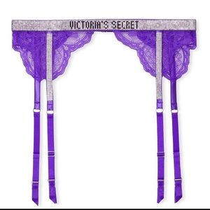 💜Brand New Victoria’s Secret Shine Strap Lace Garter Purple 💜‎